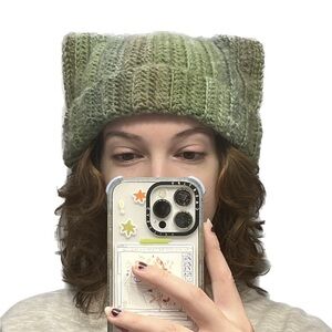 green striped beanie